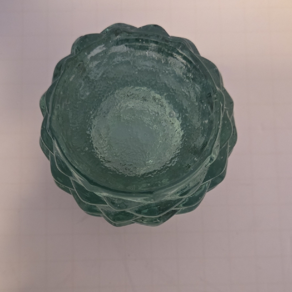 Williams Sonoma Textured Teal Glass Candle Holder - Picture 4 of 6
